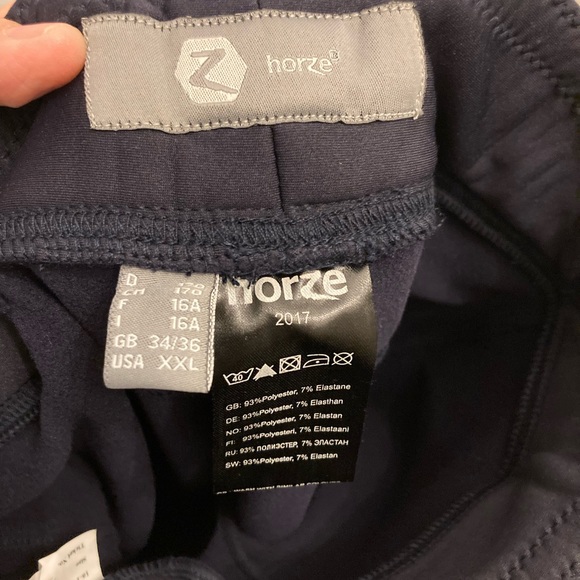 NWT Horze Equestrian knee patch winter tights Navy size 170/US 14-16 - Picture 6 of 9